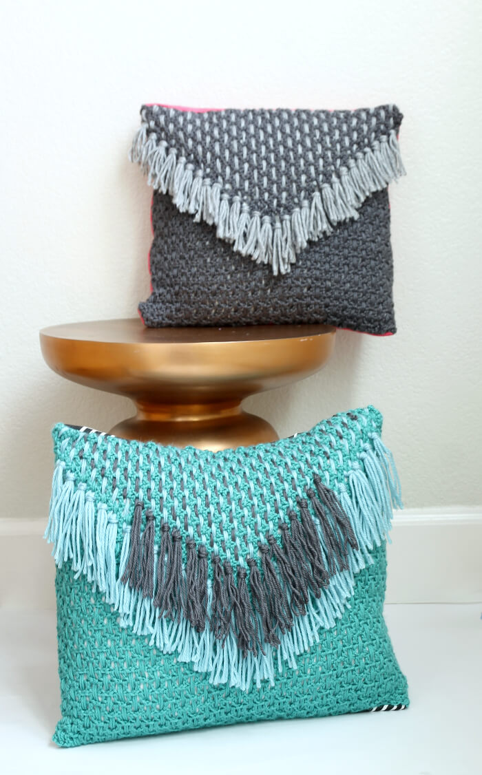 Woven Tassel Pillow Free Crochet Pattern Persia Lou