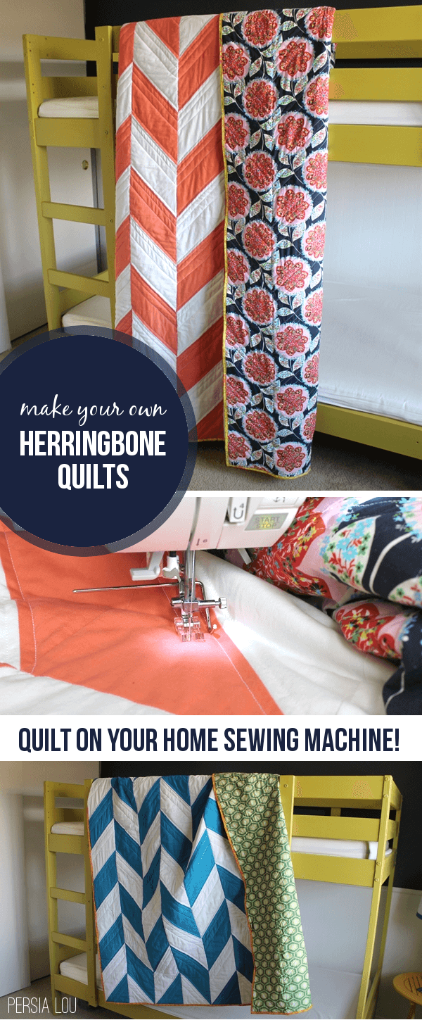 These herringbone pattern quilts are so cute! Learn how to make your own from cutting pieces to finishing binding.
