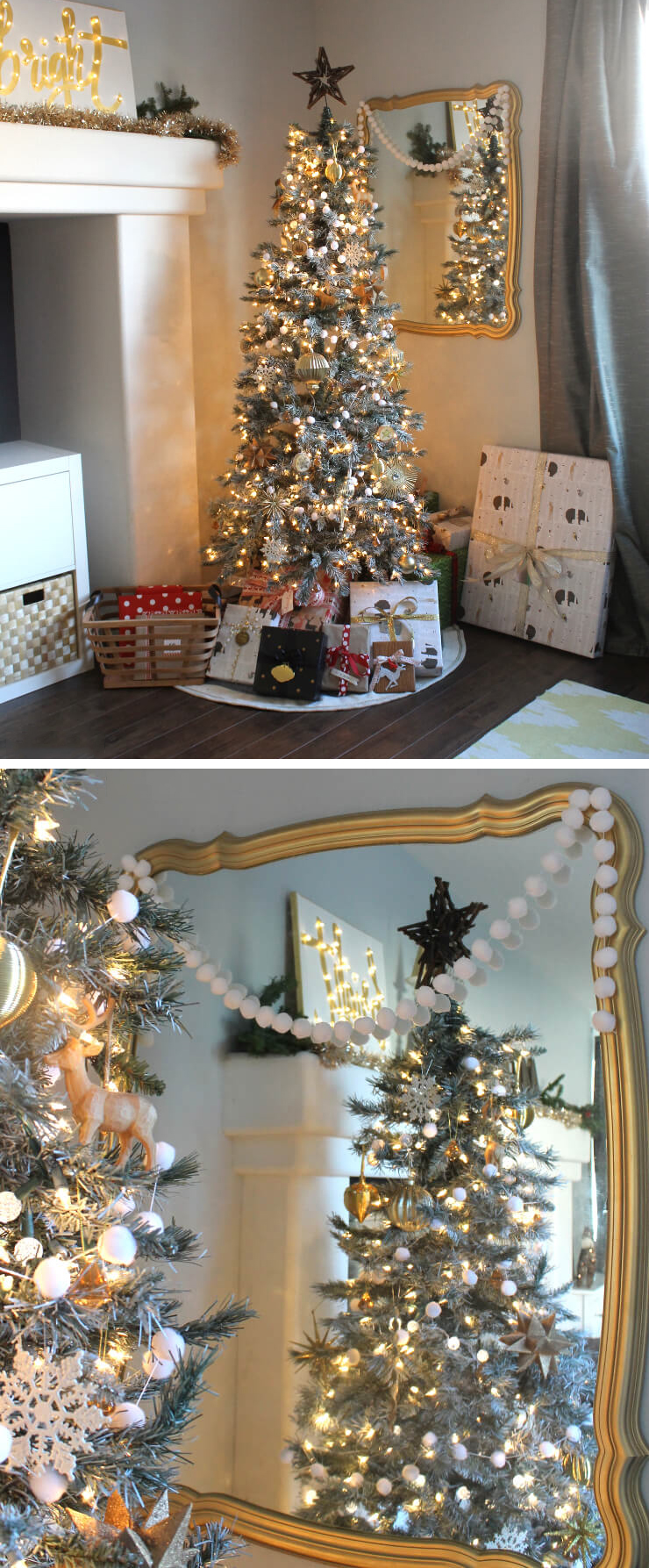 gold woodland rustic winter Christmas tree