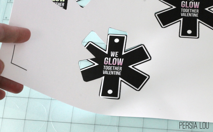 peel up glow stick valentines off of silhouette cutting mat