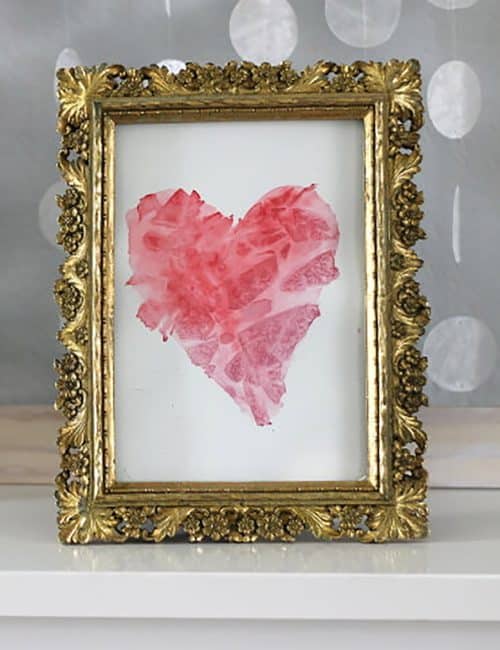 plastic wrap watercolor heart