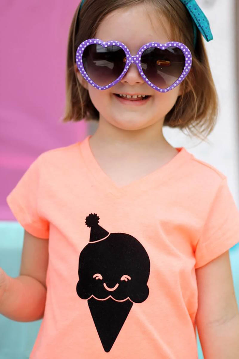 DIY happy ice cream cone shirt with free cut file