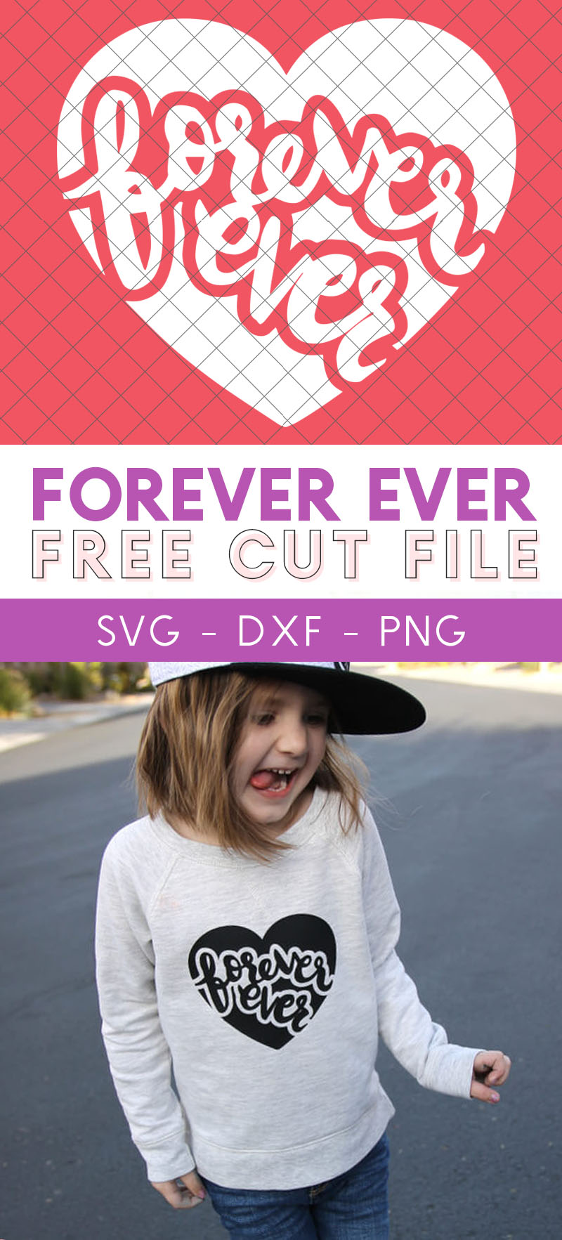 Free hand lettered forever ever heart svg cut file for Valentine's Day
