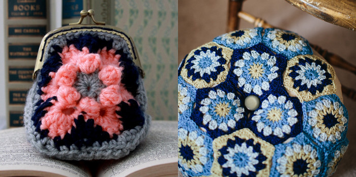blog hop crochet along hexagon projects - coin purse and floor pouf