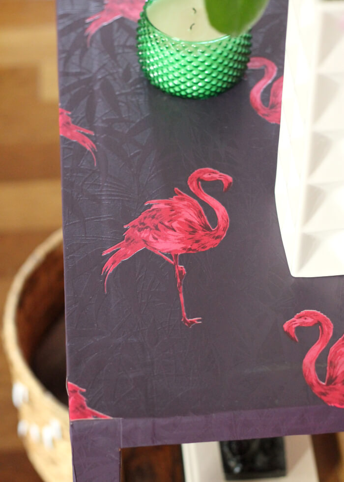 DIY Wallpaper Wrapped Console Table