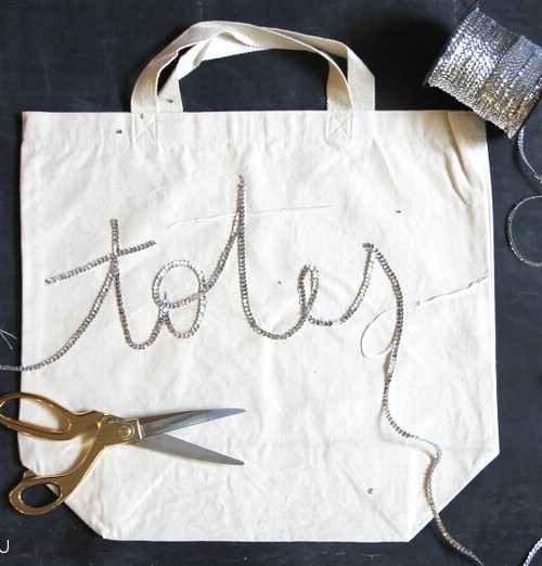 make your own sequined tote bag