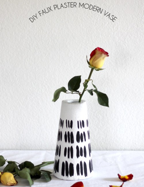 Make a modern black and white vase using foam! Click through for instructions.
