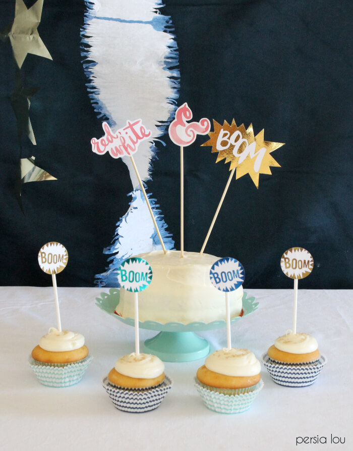 Foiled Cake and Cupcake Toppers for the Fourth of July