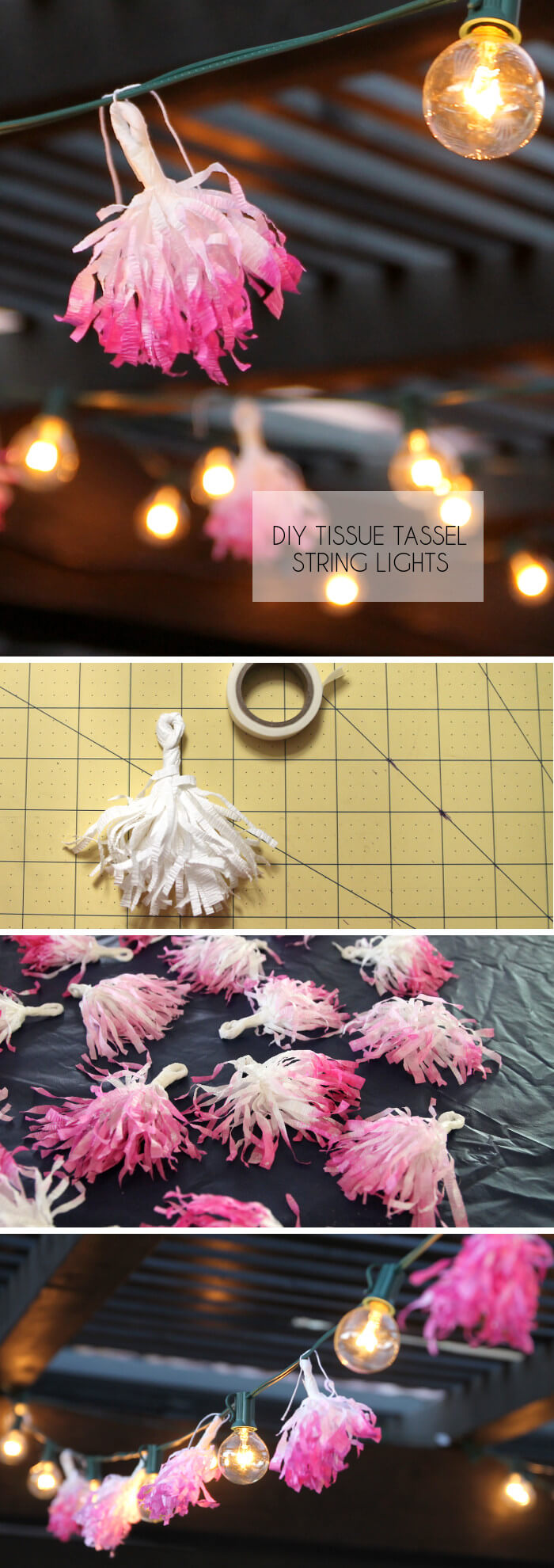 DIY Tissue Tassel String Lights - give your string lights a whimsical upgrade!