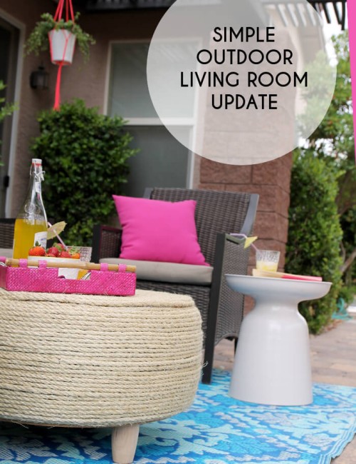 A bright outdoor living room. A simple update with a couple fun DIYs.