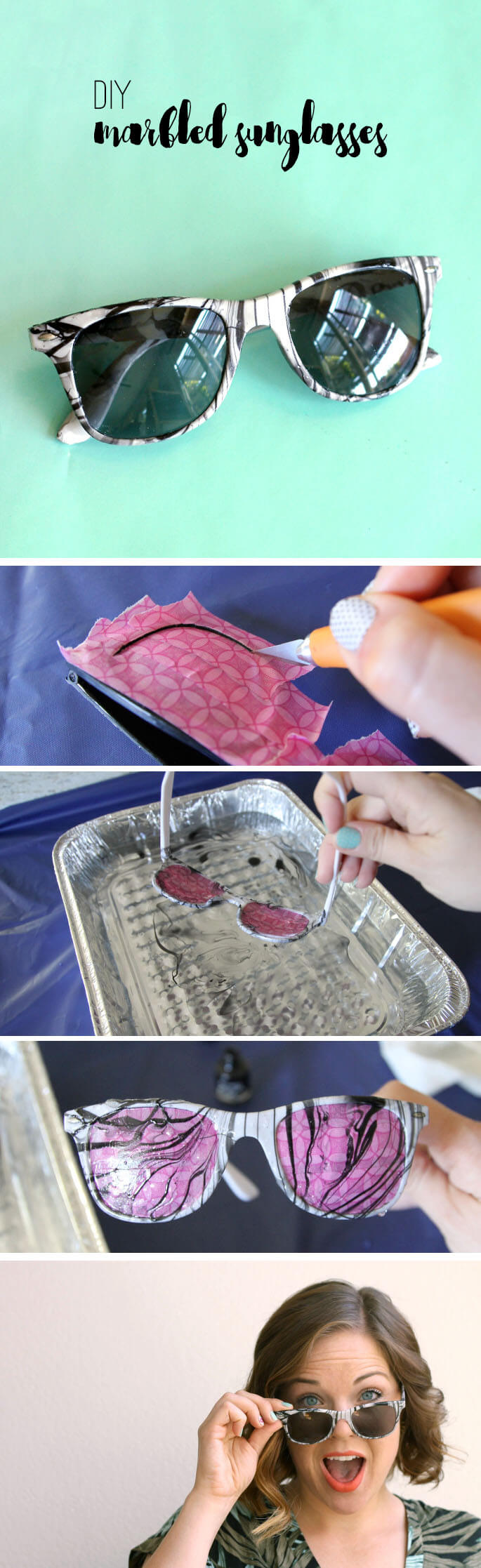 make your own DIY Marbled Sunglasses - so easy and fun