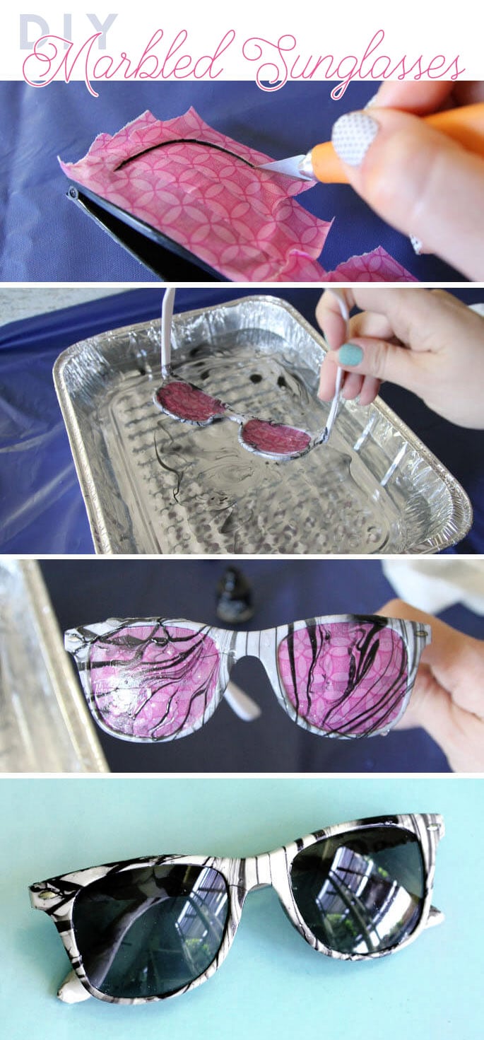 how to make diy marbled sunglasses