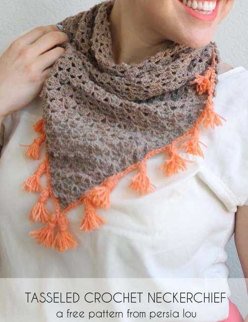 Tasseled Crochet Neckerchief - free crochet pattern.