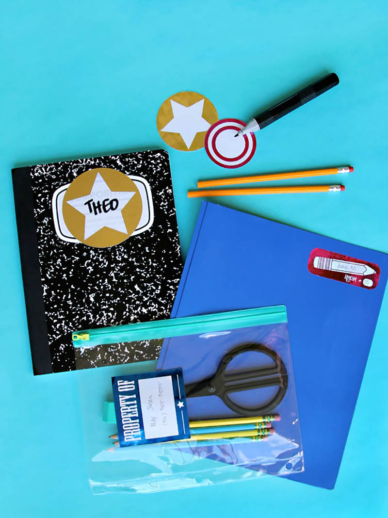 DIY foiled school name labels