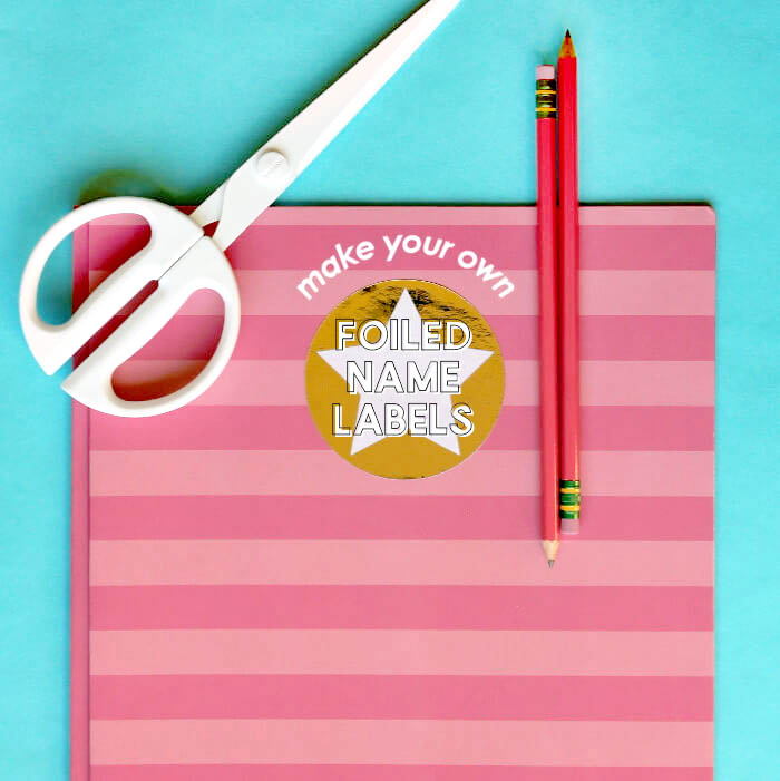 diy foiled name labels for back to school