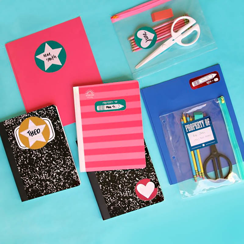 diy foiled name labels for back to school