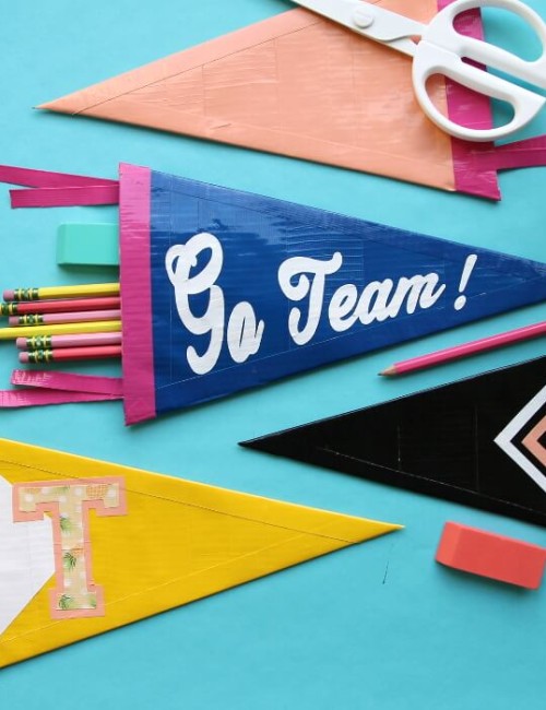 DIY duck tape pennant pencil pouch