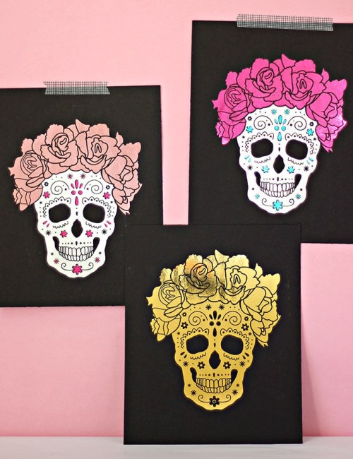 make your own foiled sugar skull prints