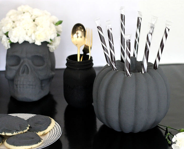 black and white halloween party decor 7