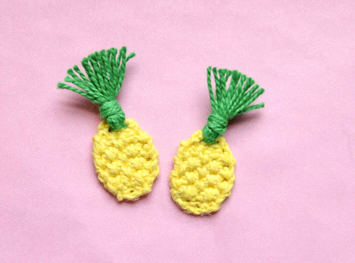 How to make Mini Crochet Pineapple Accessories - earrings or a lapel pin! Free crochet pattern