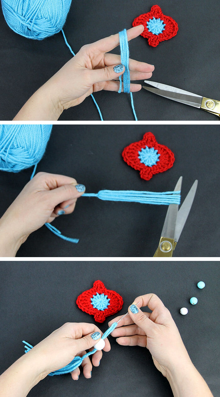 make your own cute crocheted retro Christmas ornament garland - free pattern