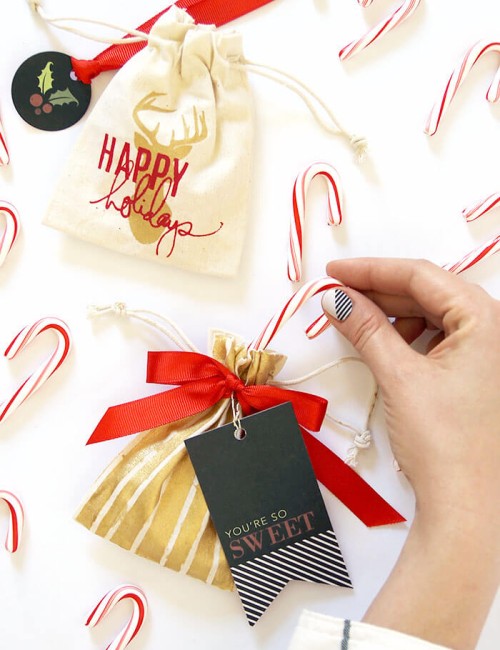 screen printed holiday gift bags and cards