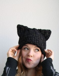 crochet cat slouch hablack cat hat - free crochet pattern (with video!) from persia lou