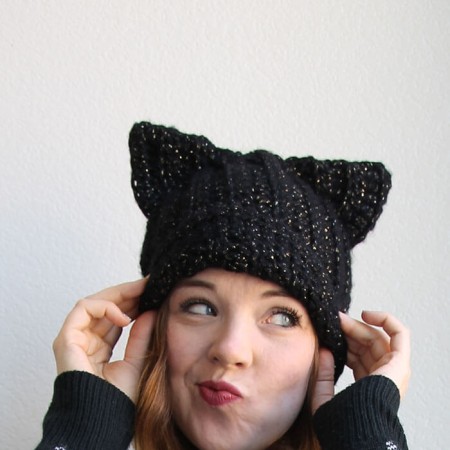 crochet cat slouch hablack cat hat - free crochet pattern (with video!) from persia lou