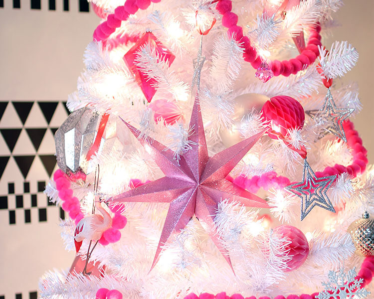 pink, black, and white christmas decor