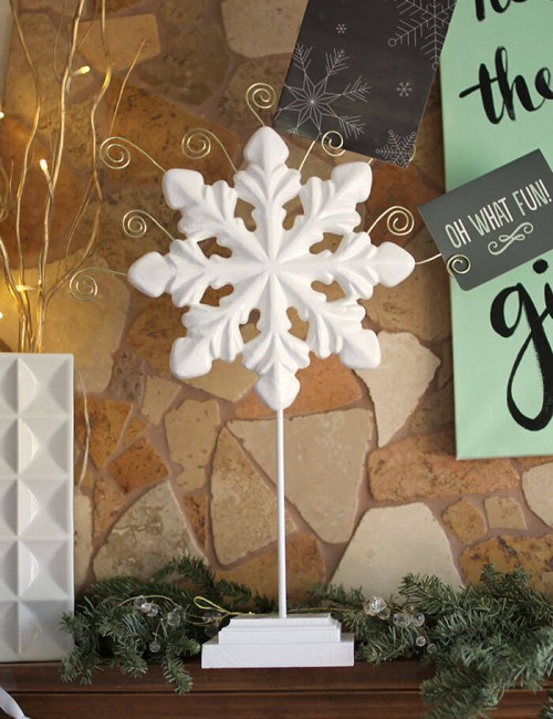 make your own snowflake christmas card holder - simple diy using foam