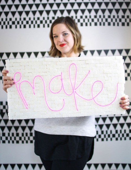 DIY brick and neon sign - so easy to make! No special tools required. Make whatever word or phrase you like