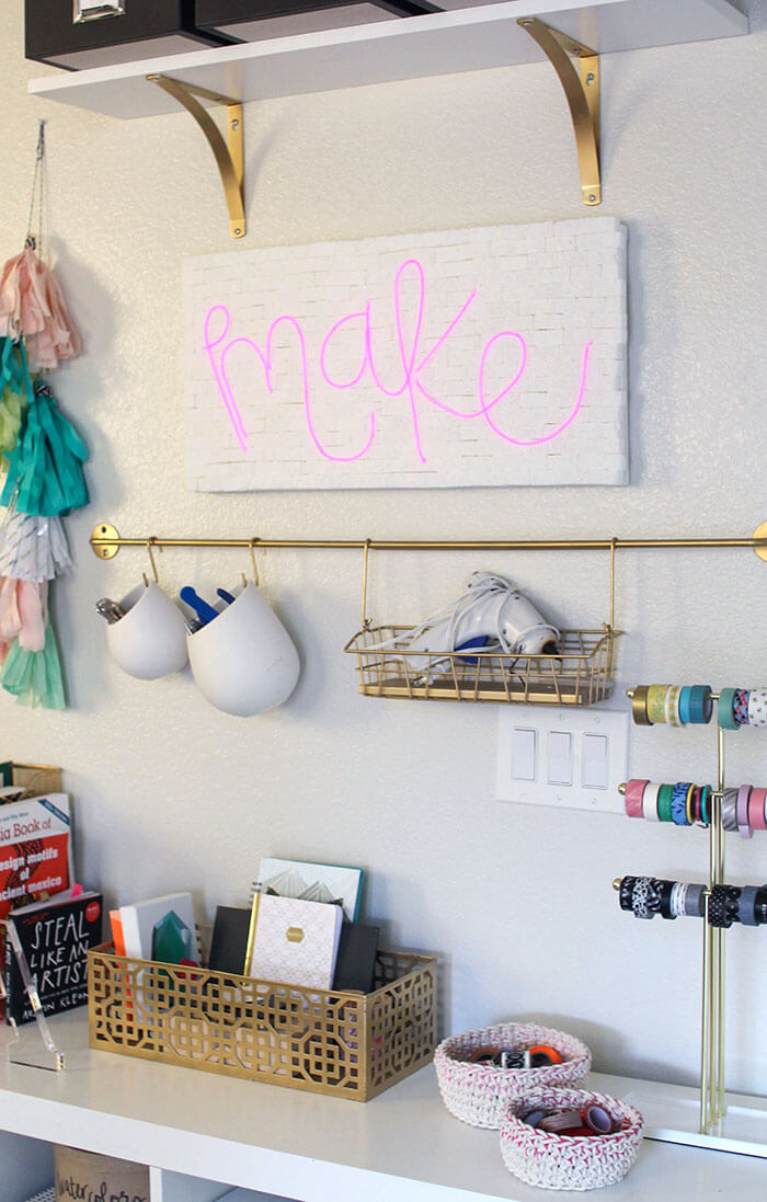 DIY brick and neon sign - so easy to make! No special tools required. Make whatever word or phrase you like
