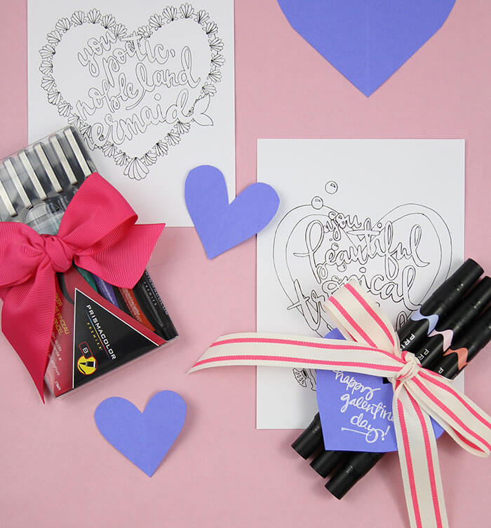 Printable Coloring Cards for Galentine's Day! Print and color these cute cards for your friend's for valentine's day this year. Makes a great gift when paired with markers or colored pencils!