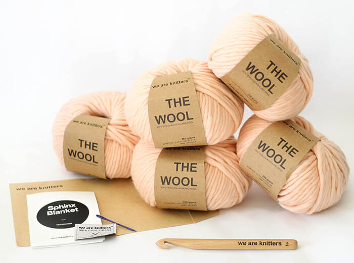 Crochet this gorgeous crocheted blanket easily and quickly with a kit from We Are Knitters.