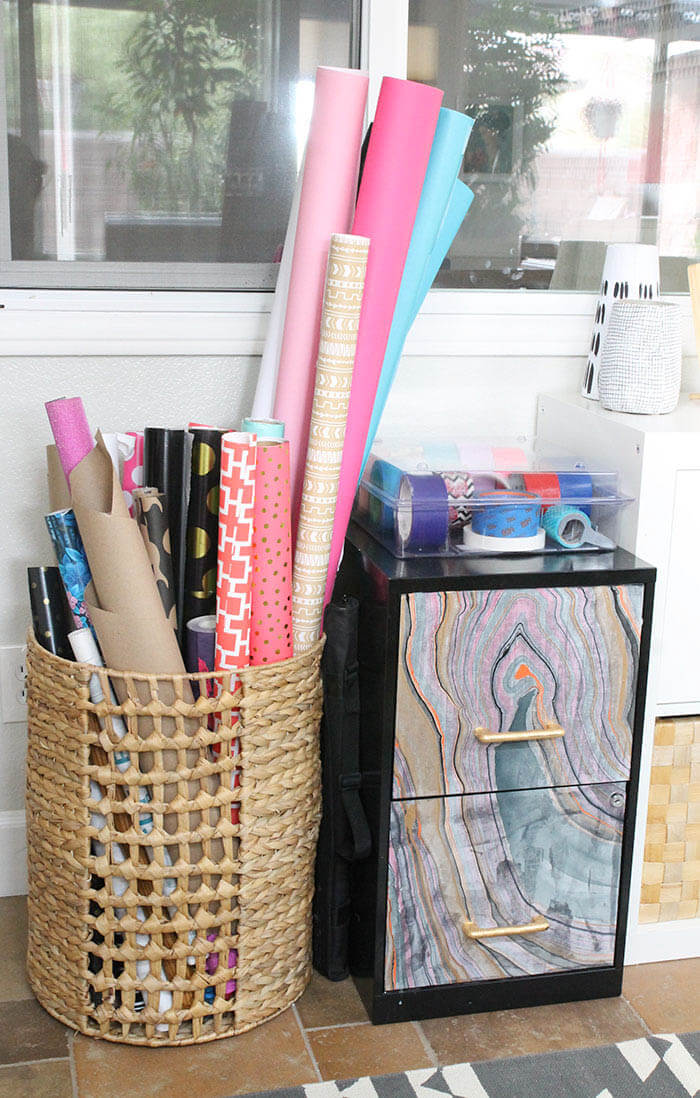 A colorful and organized craft room - lots of fun storage ideas!