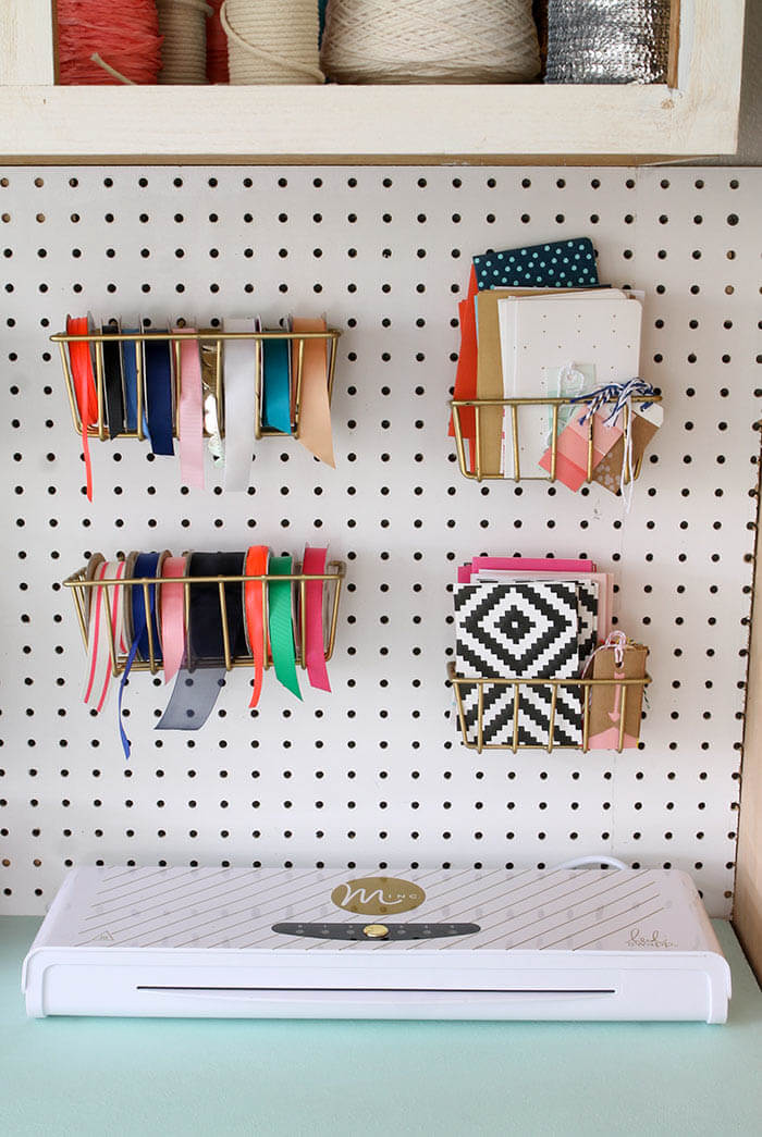 A colorful and organized craft room - lots of fun storage ideas!