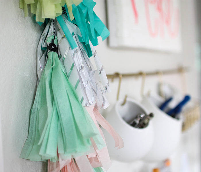 A colorful and organized craft room - lots of fun storage ideas!