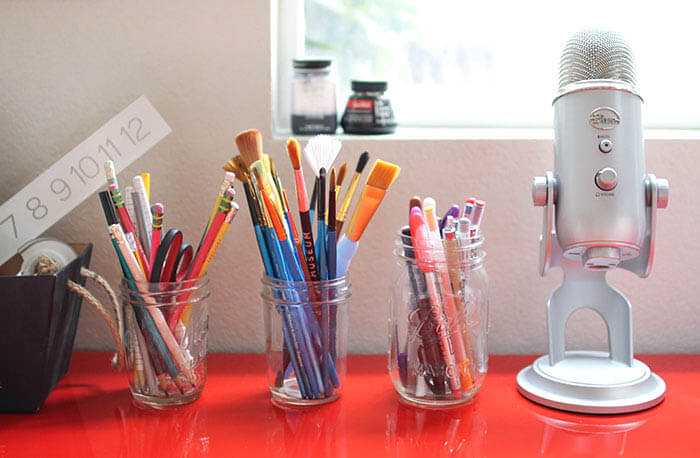 A colorful and organized craft room - lots of fun storage ideas!