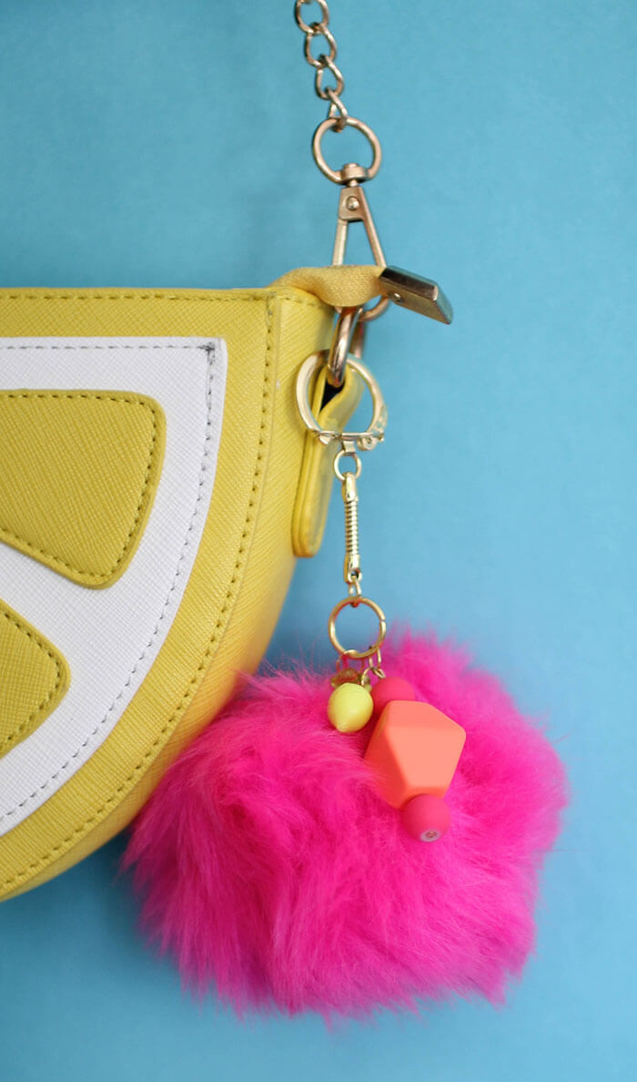 make your own giant pom pom keychain - a fun, quick, trendy craft