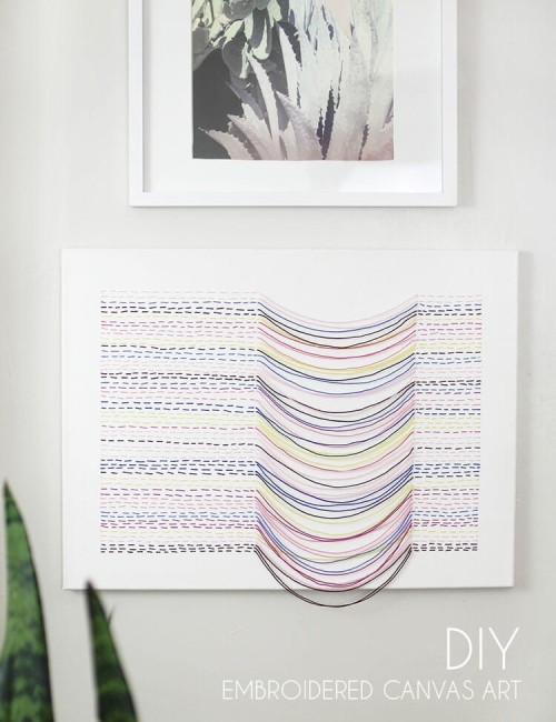make your own unique embroidered canvas art - it's simple to make and has interesting texture and movement - free step-by-step tutorial