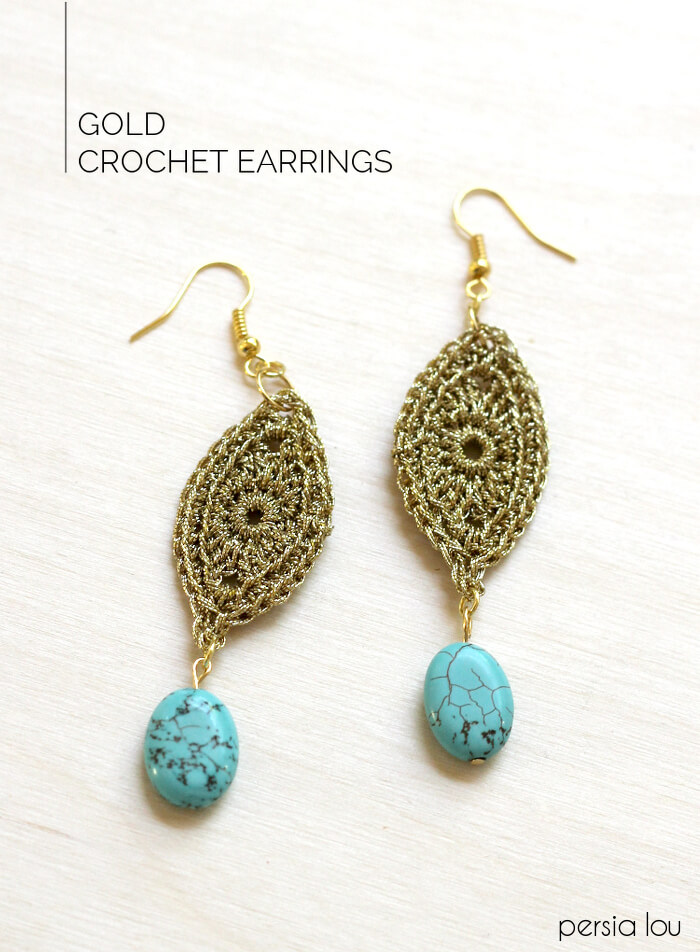 gold crocheted earrings