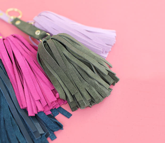 DIY Leather Tassel - these cute floppy suede tassels are fun to make and are a nice little gift. Video tutorial