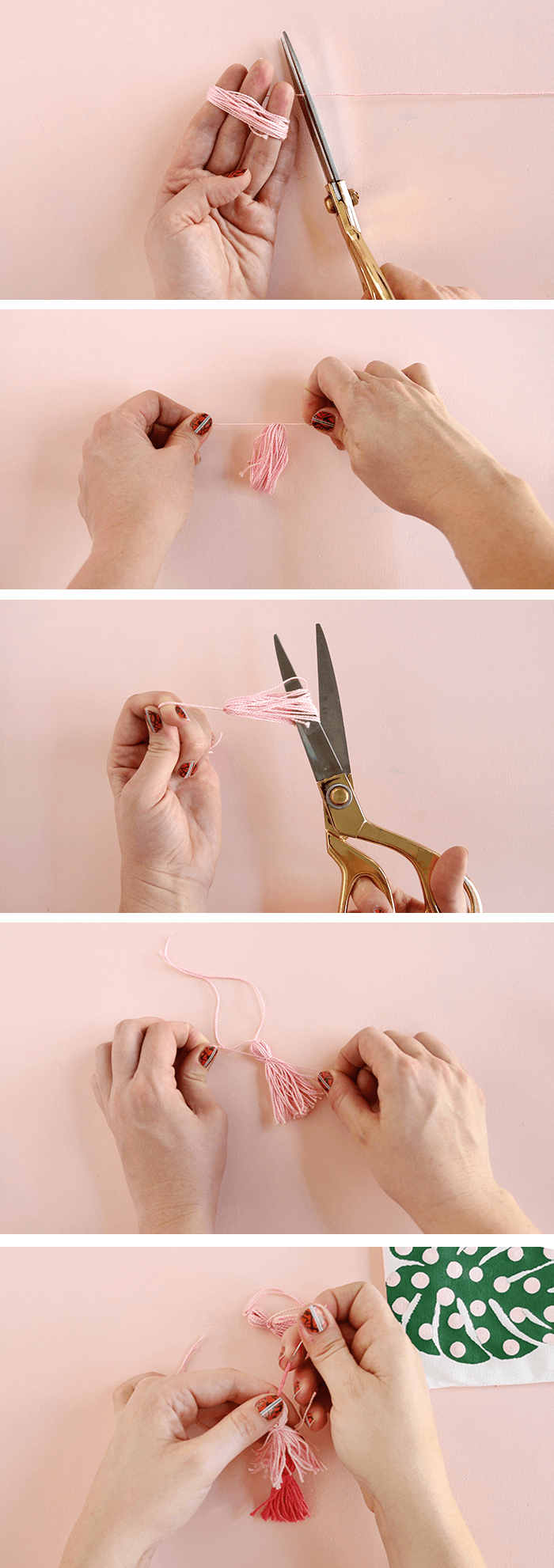 add tassel to palm leaf pencil pouch