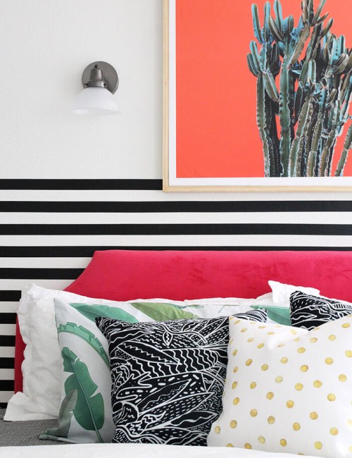 colorful modern bedroom - easy stripe walls need love wall - so easy to apply