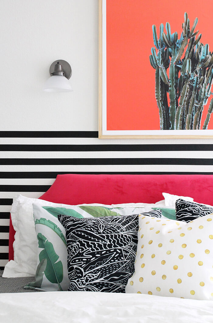 colorful modern bedroom - easy stripe walls need love wall - so easy to apply