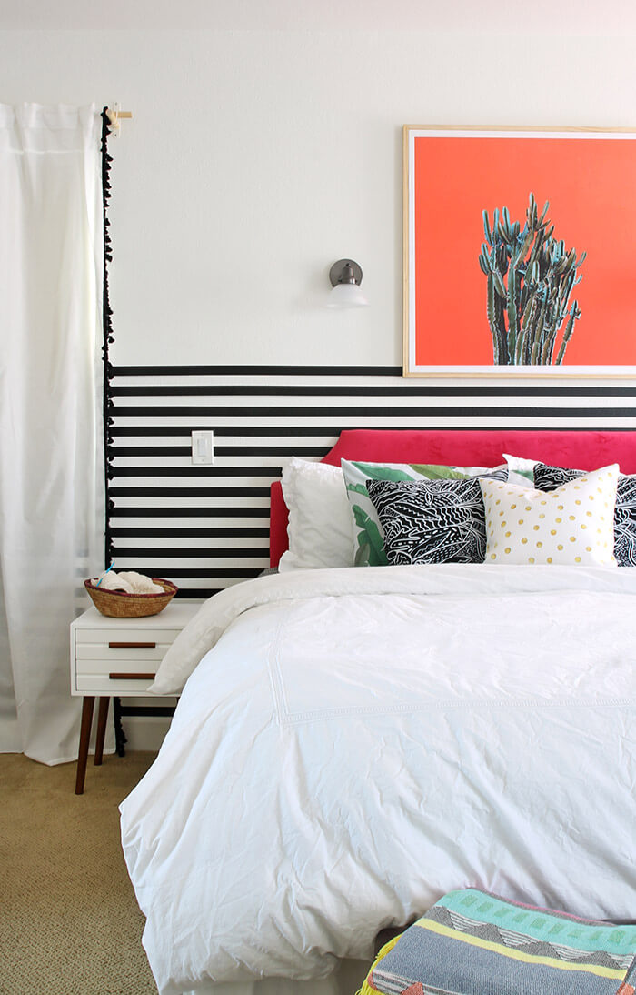 modern colorful bedroom - cool cactus print