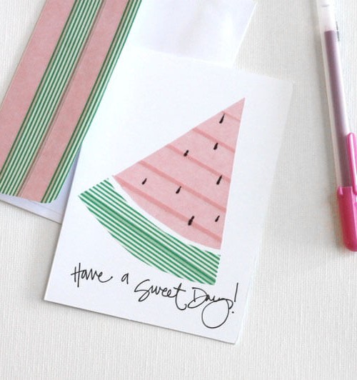 washi tape watermelon cards