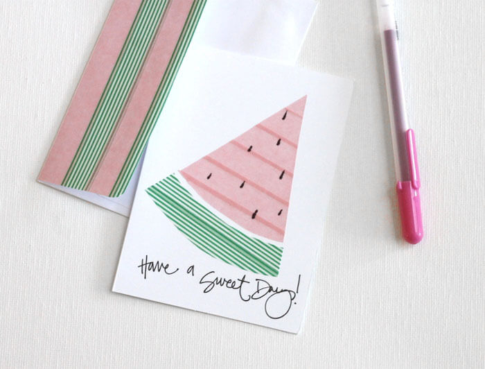 washi tape watermelon cards