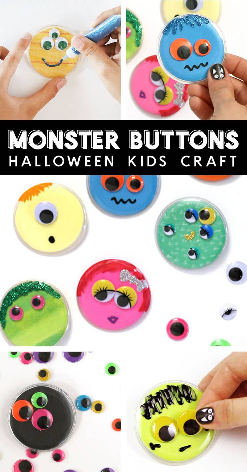 diy monster buttons halloween kids craft idea