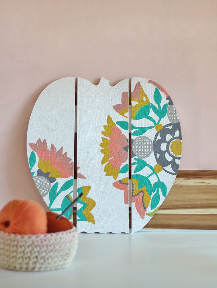 non-traditional fall decor - embroidery inspired pumpkin
